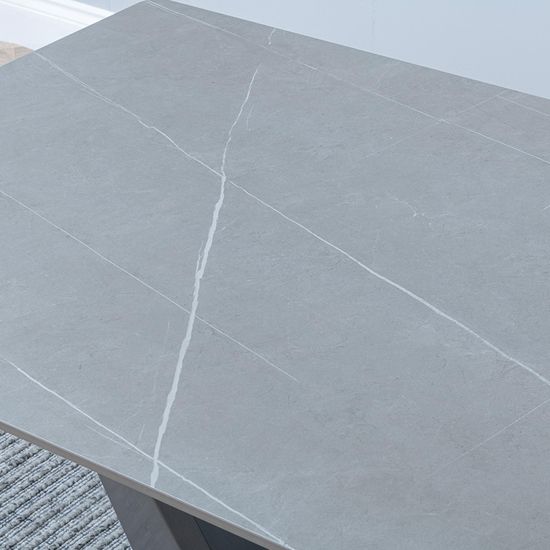 Camilla 6 Seater Grey Ceramic Dining Table with V Base - 140cm